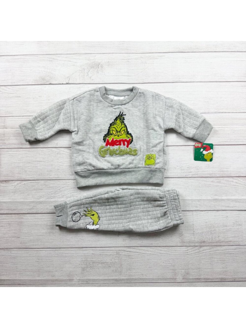 Dr. Seuss The Grinch Baby Holiday Crewneck Sweatsuit Outfit NWT 9-12 Months
